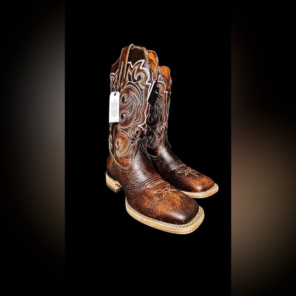 Buck & Brana Square Toe Santa Western Leather Boot
